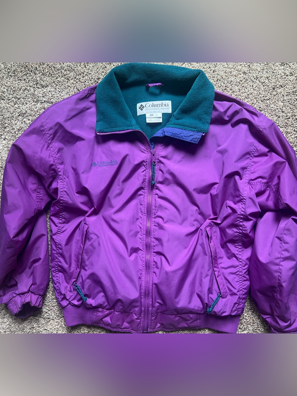 Vintage 1990’s Columbia Purple Teal Blue  Fleece Jacket Patagonia